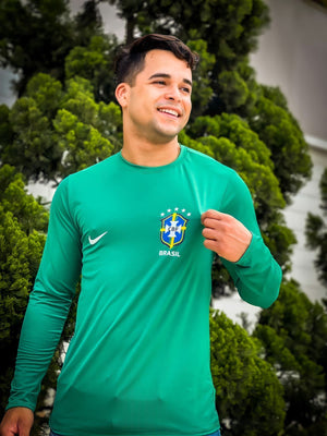 T shirt masculina manga longa Brazil dryfit